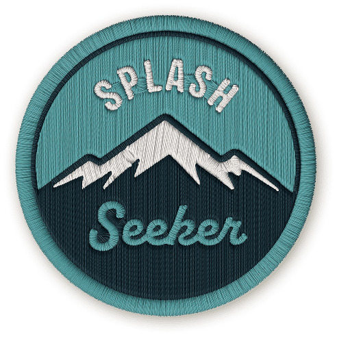The Splash Seeker badge depicting a blue snow-capped mountain