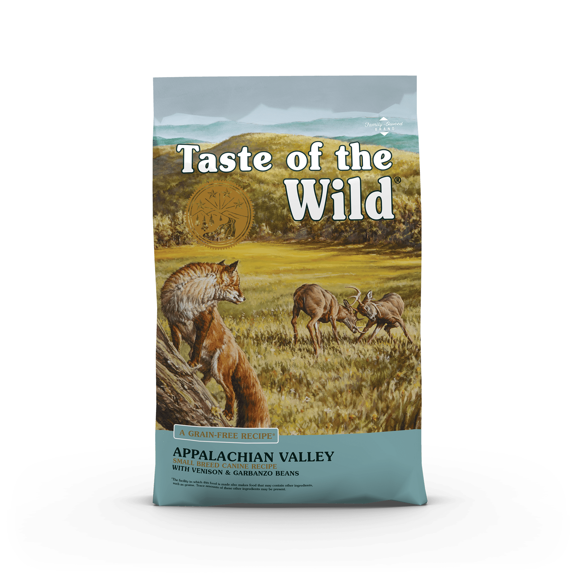 Taste of the Wild Grain-Free Appalachian Valley Small Breed Canine Recipe with Venison & Garbanzo Beans package