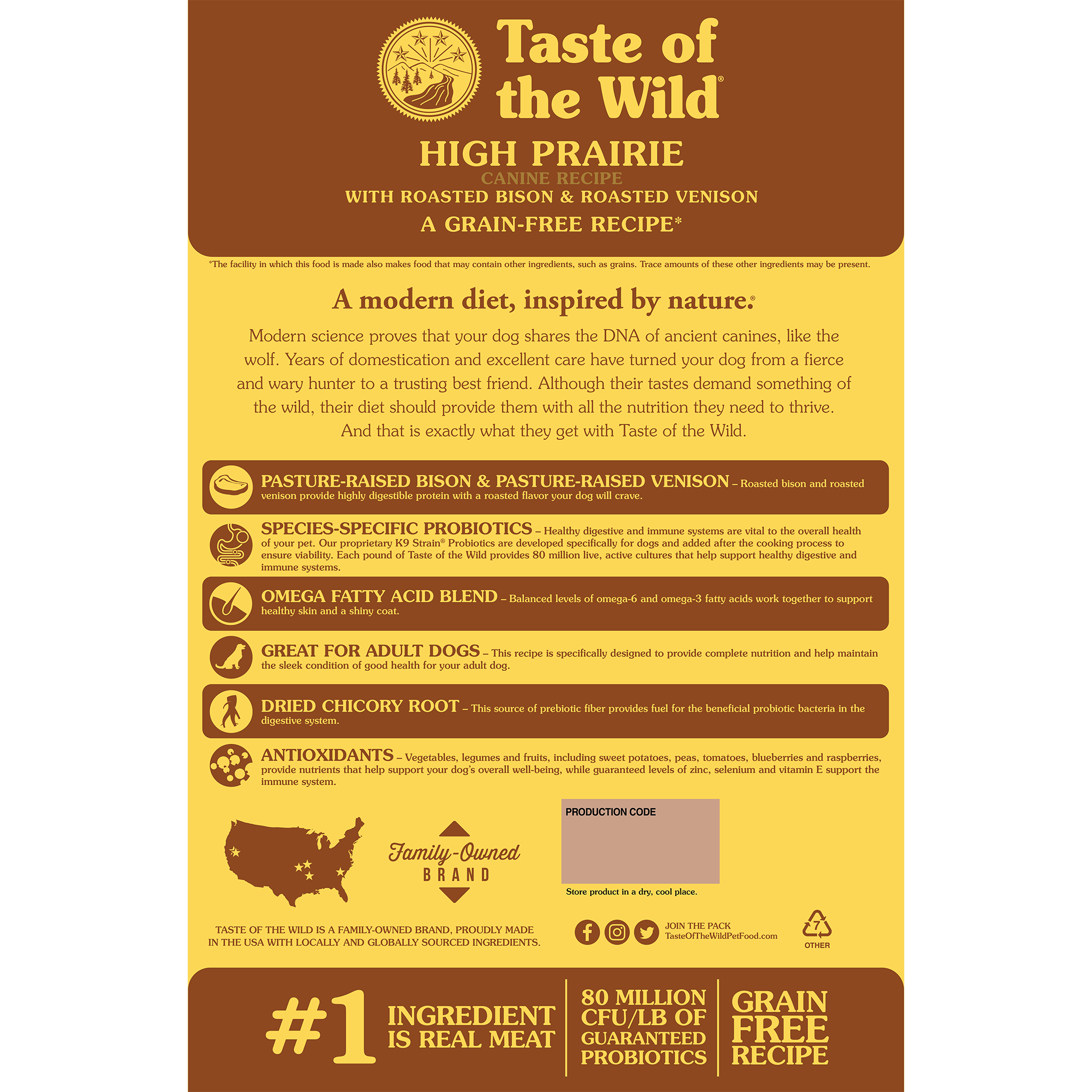 High Prairie Canine Recipe with Roasted Bison & Roasted Venison Bag Back | Taste of the Wild