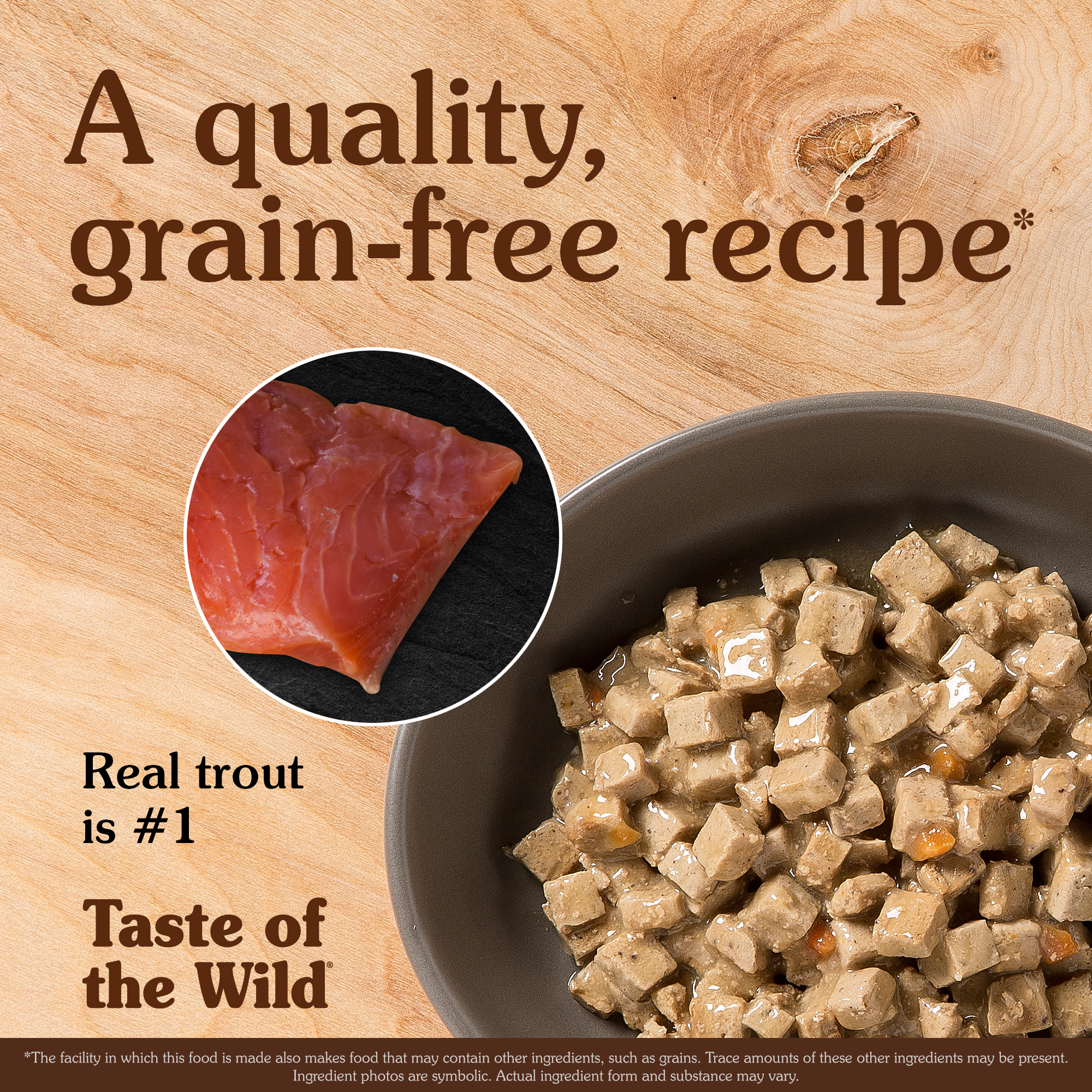 Canyon River Feline Recipe with Trout and Salmon in Gravy in a Gray Bowl | Taste of the Wild