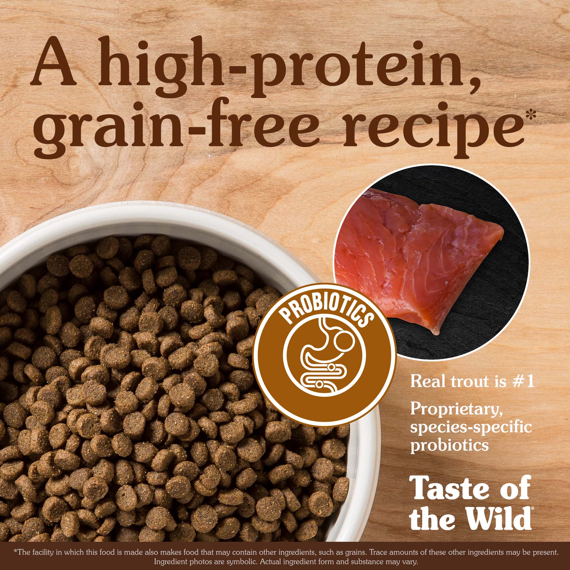 Canyon River Feline Recipe with Trout & Smoked Salmon Kibble in a White Bowl | Taste of the Wild