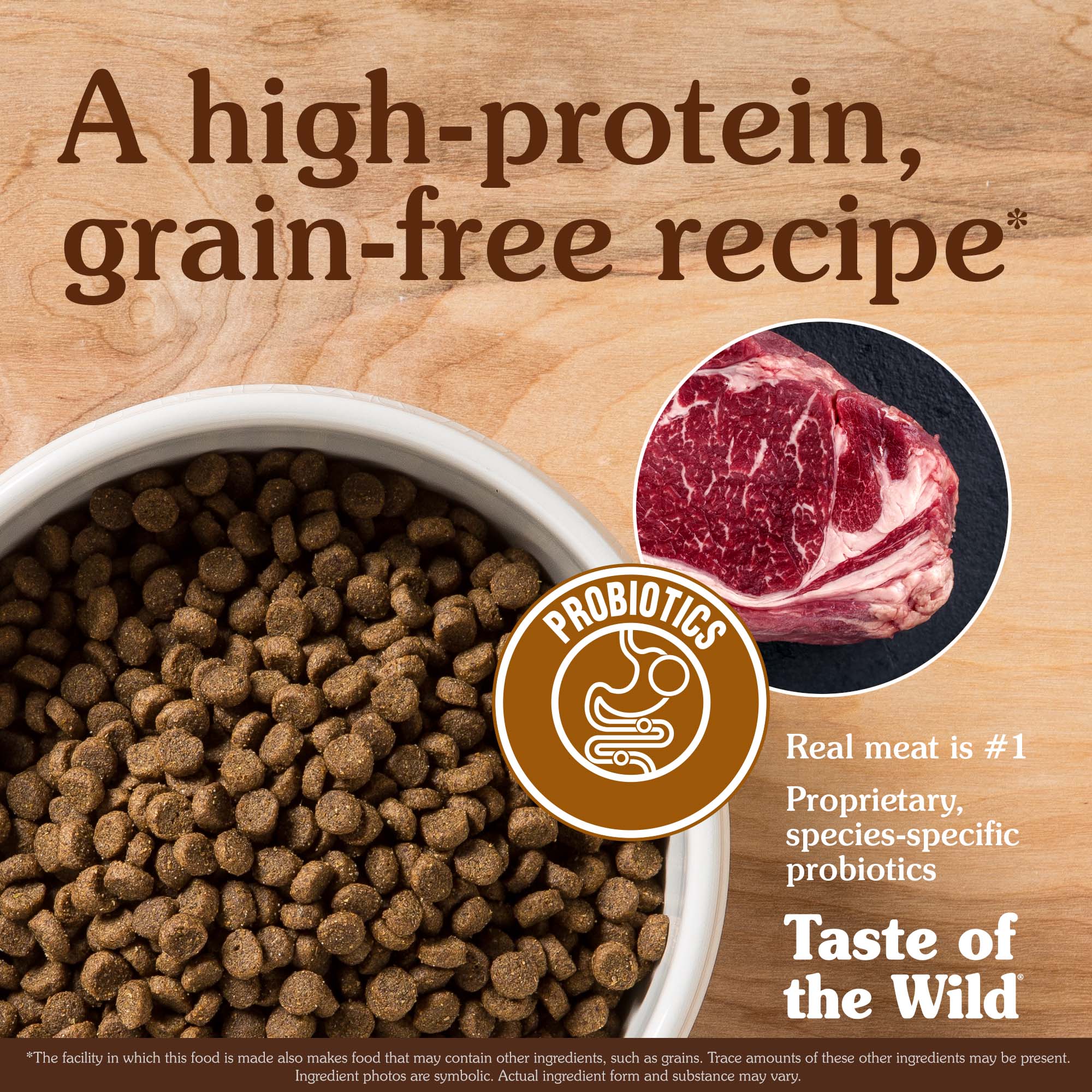 High Prairie Puppy Recipe with Roasted Bison & Roasted Venison Kibble in a White Bowl | Taste of the Wild