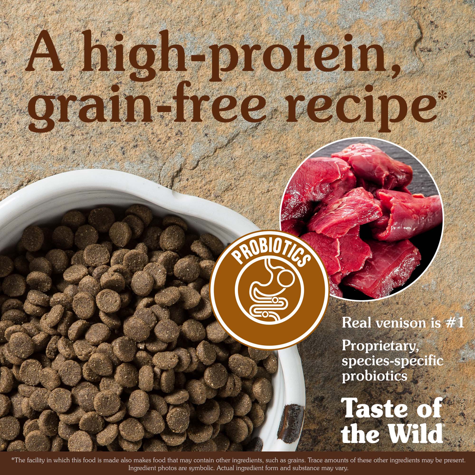 Pine Forest Canine Recipe with Venison & Legumes Kibble in a White Bowl | Taste of the Wild