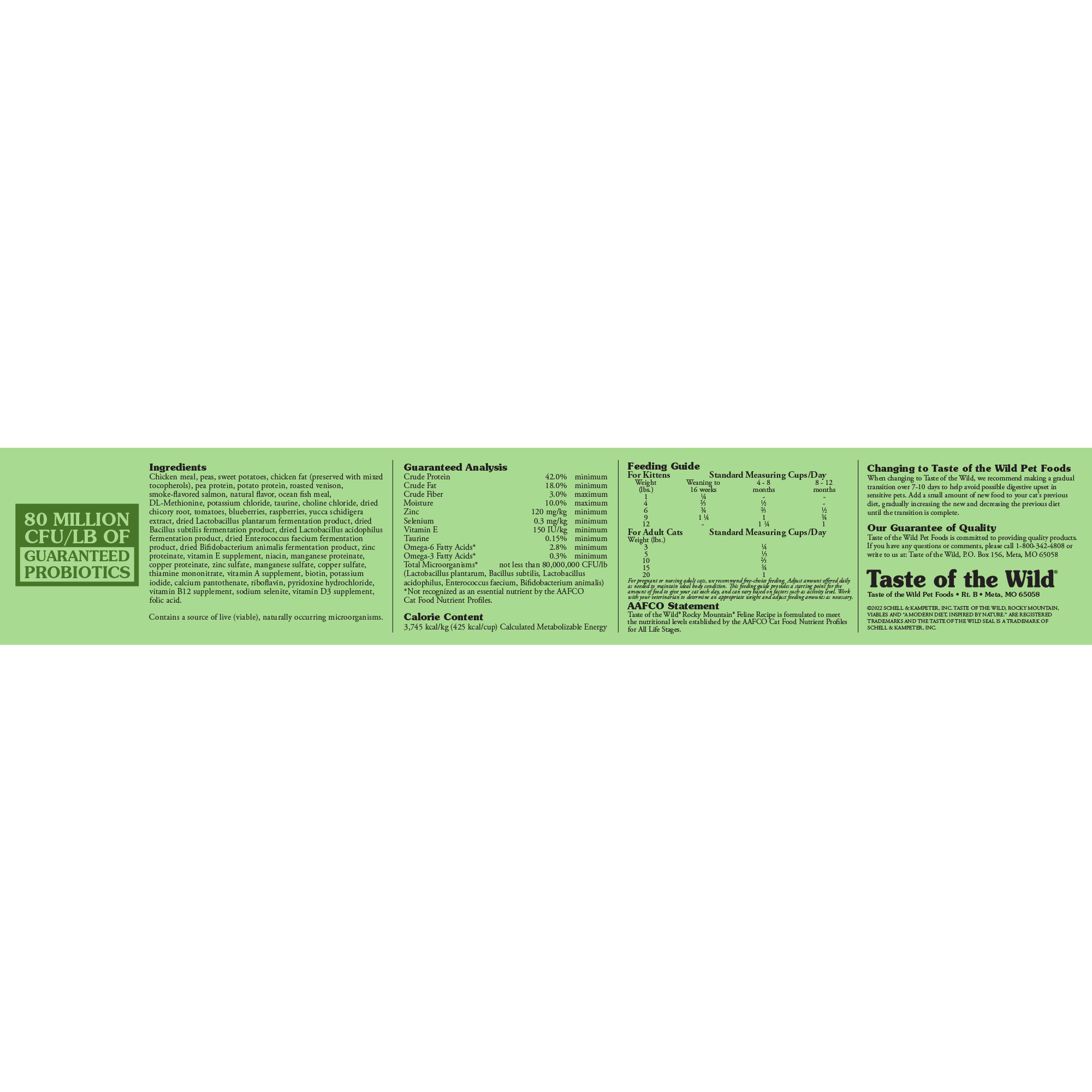 Rocky Mountain Feline Recipe with Roasted Venison & Smoke-Flavored Salmon Bag Side | Taste of the Wild