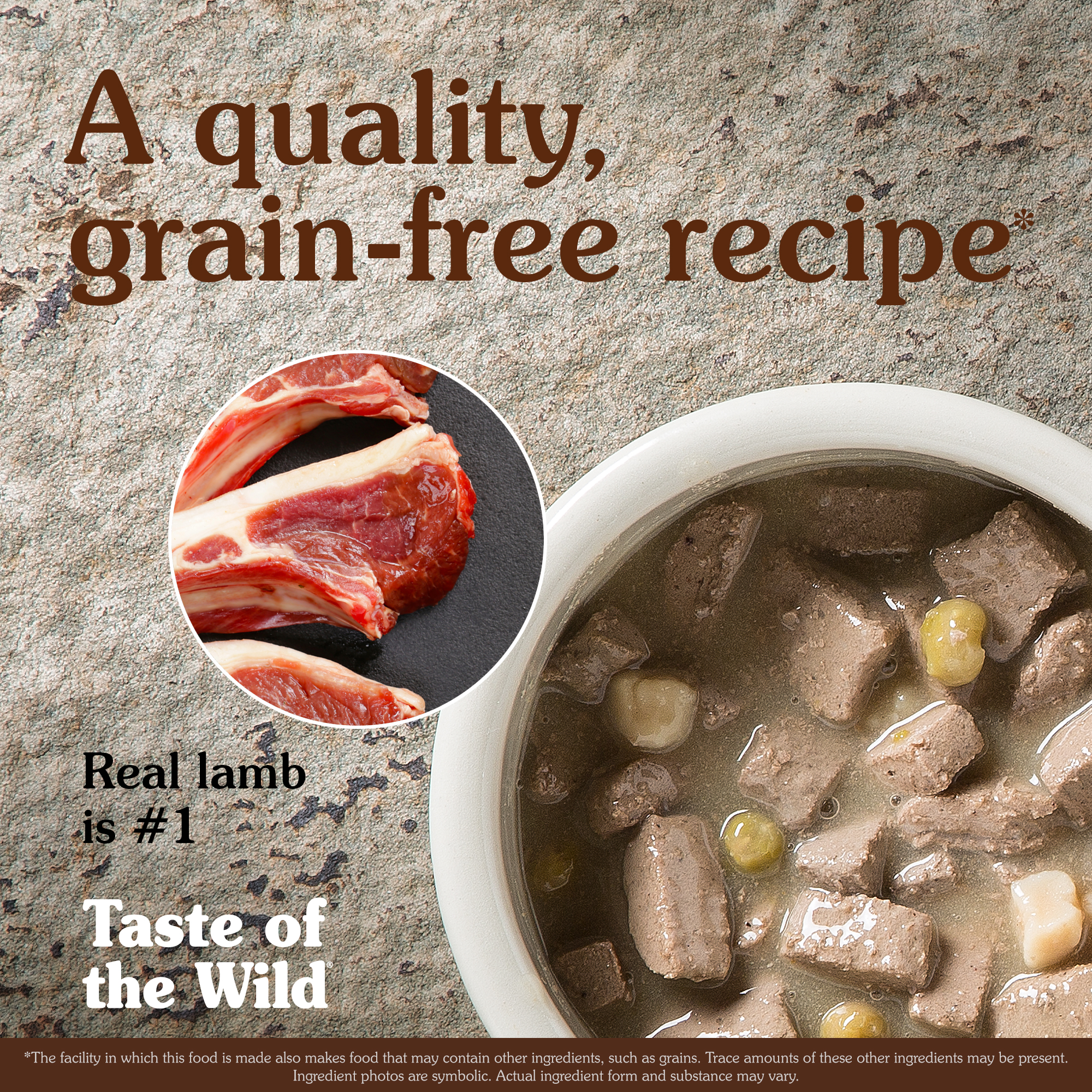 Sierra Mountain Canine Recipe with Lamb in Gravy in a White Bowl | Taste of the Wild
