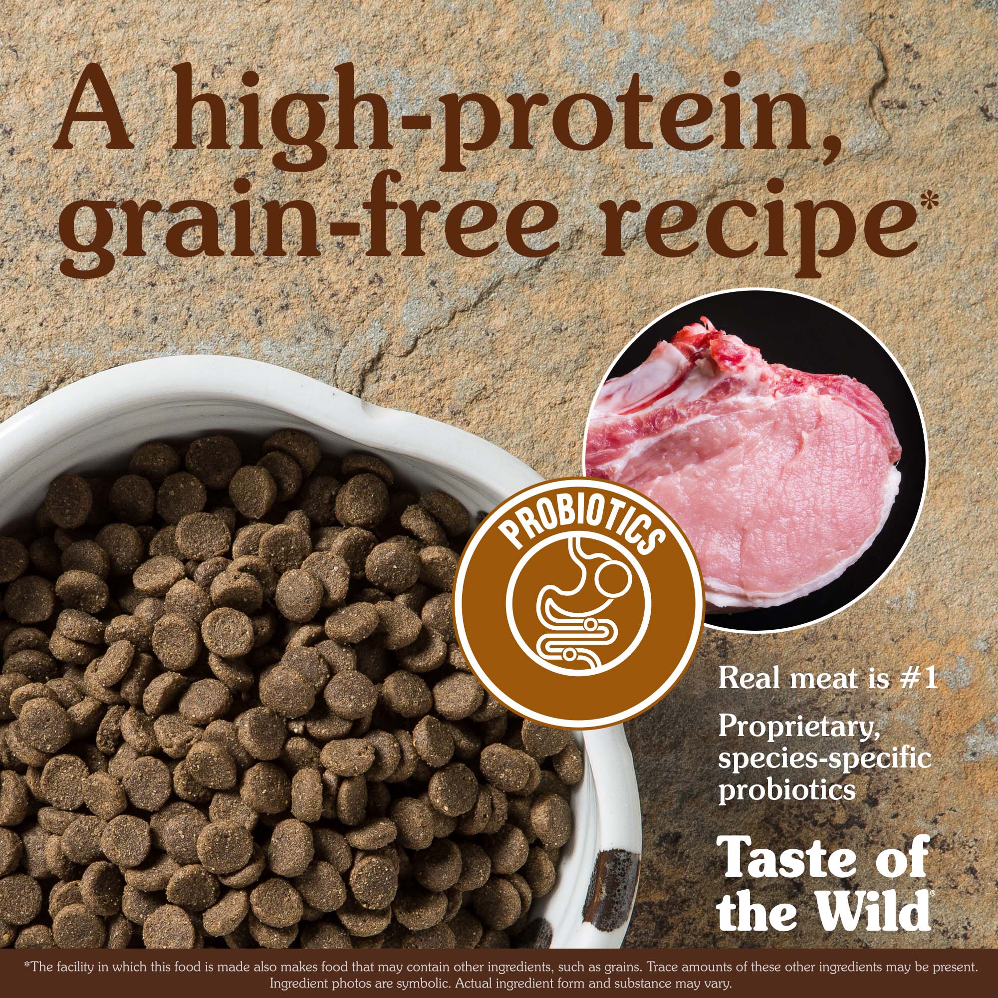 Southwest Canyon Canine Recipe with Wild Boar Kibble in a White Bowl | Taste of the Wild