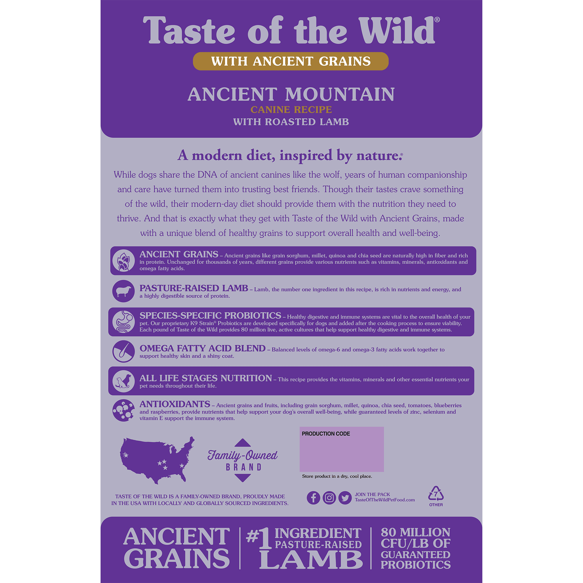 Ancient Mountain Canine Recipe with Roasted Lamb Bag Back | Taste of the Wild