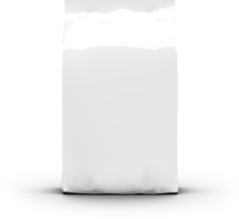 A medium white bag of pet food.