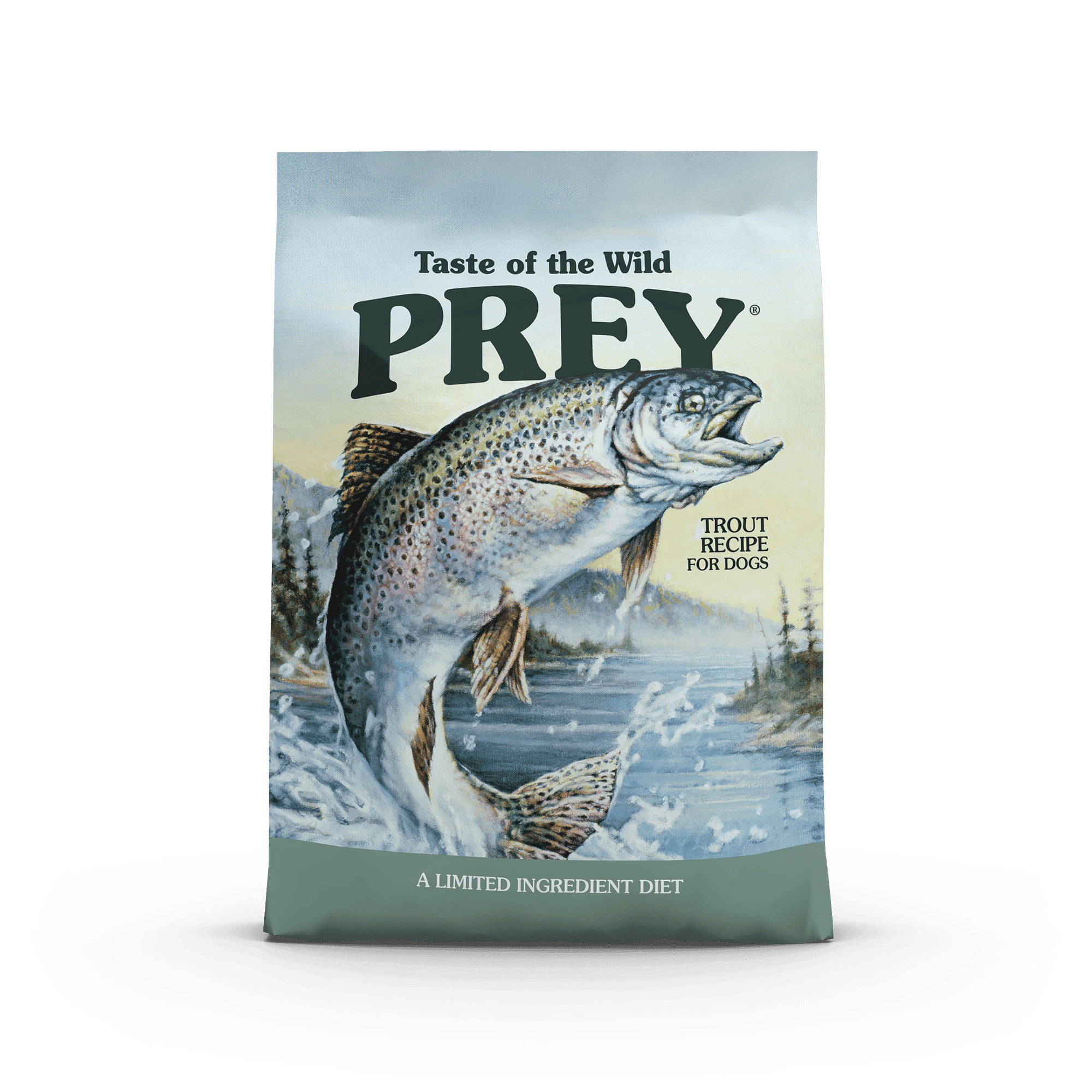 The front of a bag of Trout Limited Ingredient Recipe for Dogs.