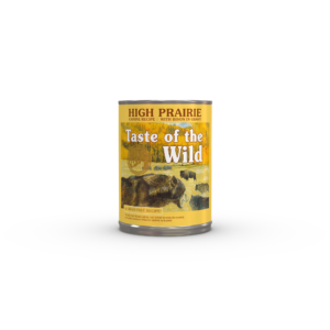 A can of High Prairie Canine Recipe with Bison in Gravy.